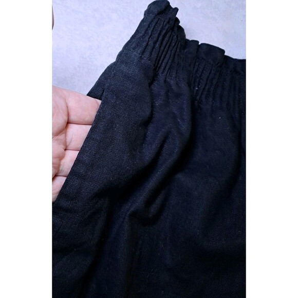 J. Crew Size 4 Pull On Skirt Elastic Waist Scalloped Hem Linen Cotton Black - Picture 6 of 10